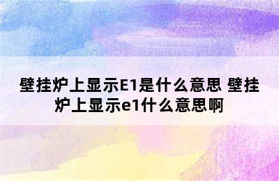 壁挂炉上显示E1是什么意思 壁挂炉上显示e1什么意思啊